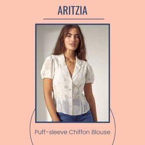 NWT Aritzia Wilfred White Puff Sleeve Blouse